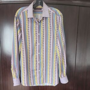 Men's Striped Casual Button Down Shirt